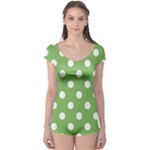 Polka Dots - White on Dollar Bill Green Boyleg Leotard (Ladies)