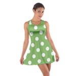 Polka Dots - White on Dollar Bill Green Cotton Racerback Dress