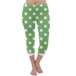 Polka Dots - White on Dollar Bill Green Capri Winter Leggings