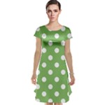 Polka Dots - White on Dollar Bill Green Cap Sleeve Nightdress