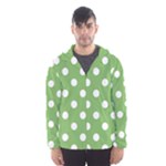 Polka Dots - White on Dollar Bill Green Hooded Wind Breaker (Men)