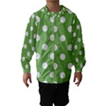 Polka Dots - White on Dollar Bill Green Hooded Wind Breaker (Kids)