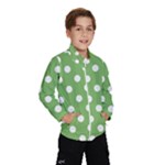 Polka Dots - White on Dollar Bill Green Wind Breaker (Kids)