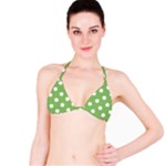 Polka Dots - White on Dollar Bill Green Bikini Top