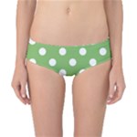 Polka Dots - White on Dollar Bill Green Classic Bikini Bottoms