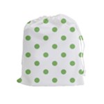 Polka Dots - Dollar Bill Green on White Drawstring Pouch (XL)