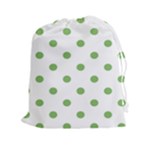 Polka Dots - Dollar Bill Green on White Drawstring Pouch (XXl)