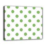 Polka Dots - Dollar Bill Green on White Deluxe Canvas 24  x 20  (Stretched)