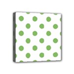 Polka Dots - Dollar Bill Green on White Mini Canvas 4  x 4  (Stretched)