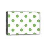 Polka Dots - Dollar Bill Green on White Mini Canvas 6  x 4  (Stretched)