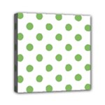 Polka Dots - Dollar Bill Green on White Mini Canvas 6  x 6  (Stretched)