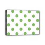 Polka Dots - Dollar Bill Green on White Mini Canvas 7  x 5  (Stretched)