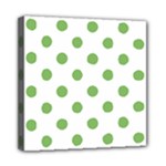 Polka Dots - Dollar Bill Green on White Mini Canvas 8  x 8  (Stretched)