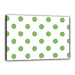 Polka Dots - Dollar Bill Green on White Canvas 18  x 12  (Stretched)