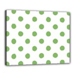 Polka Dots - Dollar Bill Green on White Canvas 20  x 16  (Stretched)