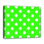 Polka Dots - White on Neon Green Deluxe Canvas 24  x 20  (Stretched)