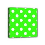 Polka Dots - White on Neon Green Mini Canvas 4  x 4  (Stretched)