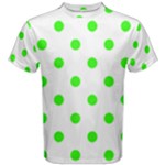 Polka Dots - Neon Green on White Men s Cotton Tee