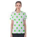 Polka Dots - Neon Green on White Women s Cotton Tee