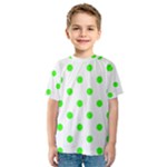 Polka Dots - Neon Green on White Kid s Sport Mesh Tee