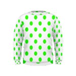 Polka Dots - Neon Green on White Kid s Sweatshirt