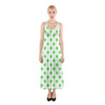 Polka Dots - Neon Green on White Full Print Maxi Dress