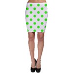 Polka Dots - Neon Green on White Bodycon Skirt