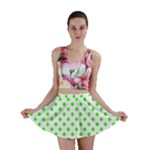 Polka Dots - Neon Green on White Mini Skirt