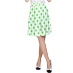 Polka Dots - Neon Green on White A-Line Skirt