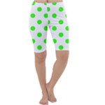 Polka Dots - Neon Green on White Cropped Leggings