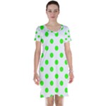 Polka Dots - Neon Green on White Short Sleeve Nightdress