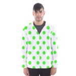 Polka Dots - Neon Green on White Hooded Wind Breaker (Men)