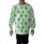 Polka Dots - Neon Green on White Hooded Wind Breaker (Kids)