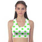 Polka Dots - Neon Green on White Women s Sports Bra