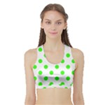 Polka Dots - Neon Green on White Women s Sports Bra with Border