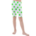 Polka Dots - Neon Green on White Kid s Mid Length Swim Shorts