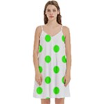 Polka Dots - Neon Green on White Women s Reversible Sports Bra with Border