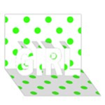 Polka Dots - Neon Green on White GIRL 3D Greeting Card (7x5)