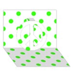 Polka Dots - Neon Green on White Peace Sign 3D Greeting Card (7x5)