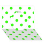 Polka Dots - Neon Green on White Circle 3D Greeting Card (7x5)