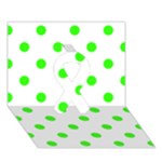 Polka Dots - Neon Green on White Ribbon 3D Greeting Card (7x5)