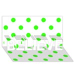 Polka Dots - Neon Green on White BELIEVE 3D Greeting Card (8x4)