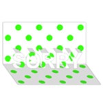 Polka Dots - Neon Green on White SORRY 3D Greeting Card (8x4)