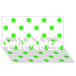 Polka Dots - Neon Green on White ENGAGED 3D Greeting Card (8x4)