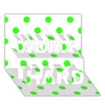 Polka Dots - Neon Green on White WORK HARD 3D Greeting Card (7x5)