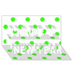 Polka Dots - Neon Green on White Happy New Year 3D Greeting Card (8x4)