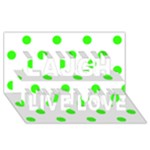 Polka Dots - Neon Green on White Laugh Live Love 3D Greeting Card (8x4)