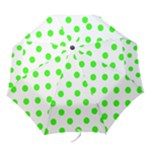 Polka Dots - Neon Green on White Folding Umbrella