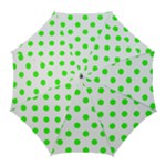 Polka Dots - Neon Green on White Golf Umbrella