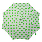 Polka Dots - Neon Green on White Hook Handle Umbrella (Small)